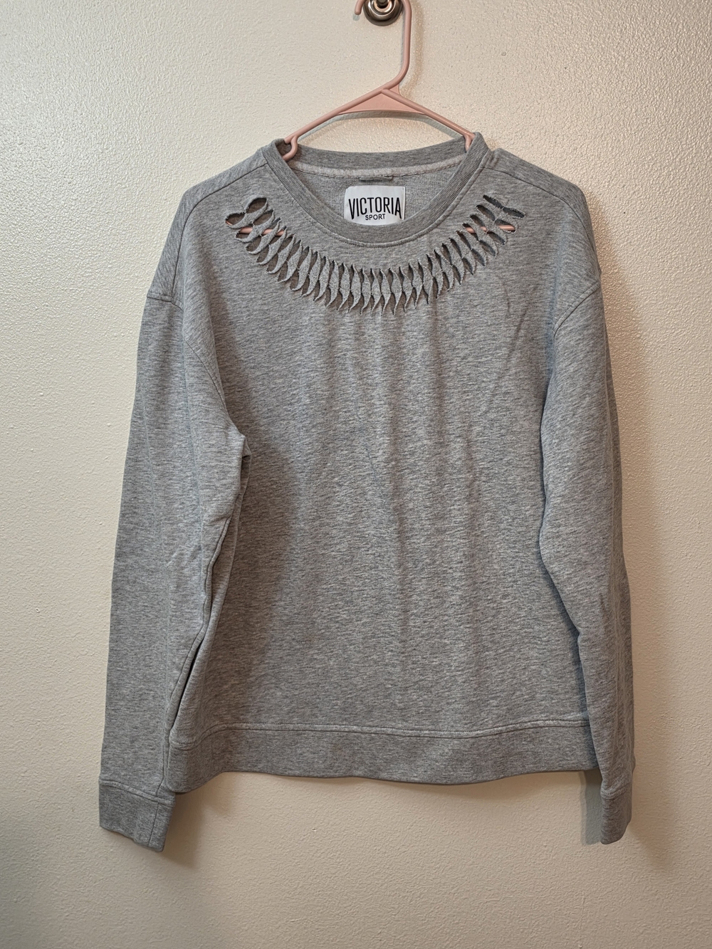 Victoria's Secret Gray Laser-Cut Crewneck Sweatshirt - Heather Gray